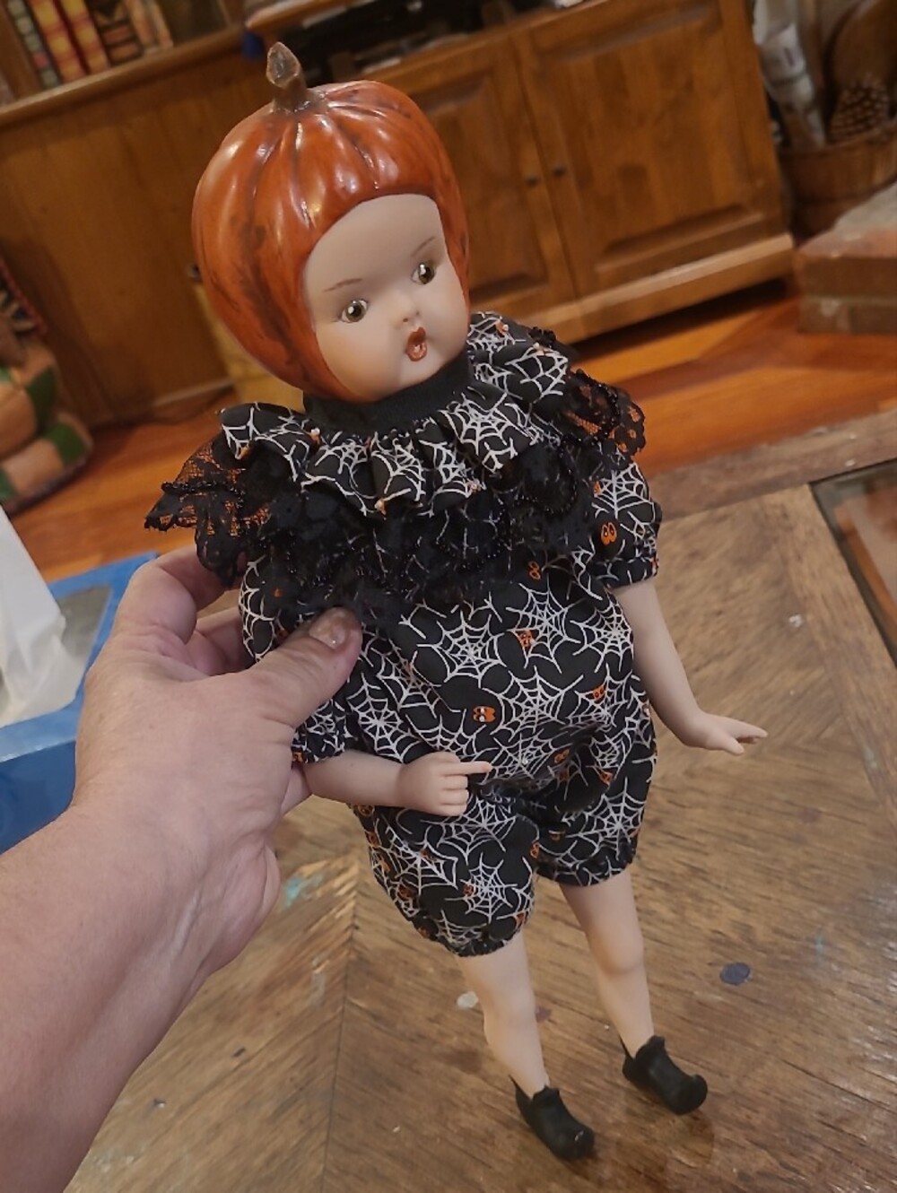 Handmade Halloween Doll Outfit with Orange Accents